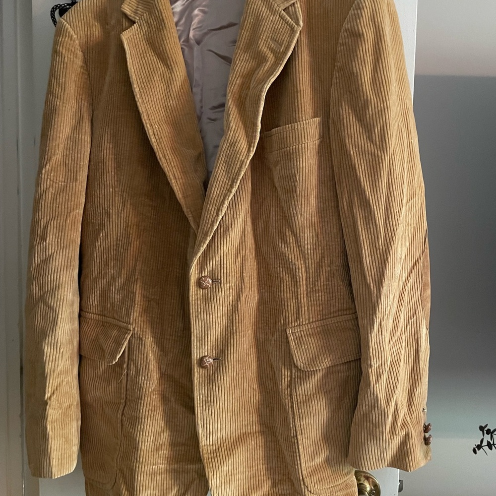 Men's Tan Corduroy Bomber Jacket